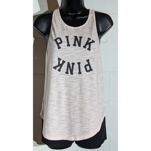 PINK Victoria's Secret Workout Tank Top Sleeveless Pink Black Logo Small